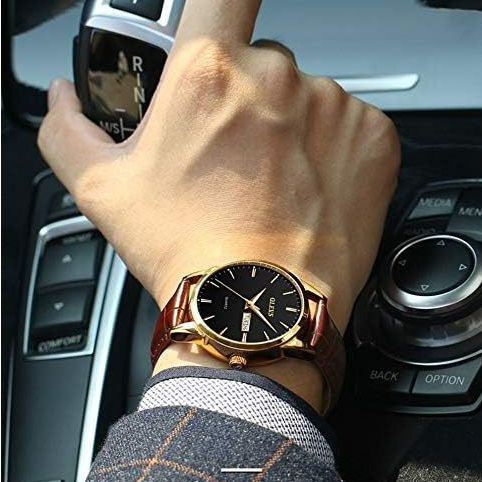 OLEVS Relógio Masculino Relogio A Prova D'água Luxo Orient Leather Calendário Formal Moda Simples e Moderna 6898