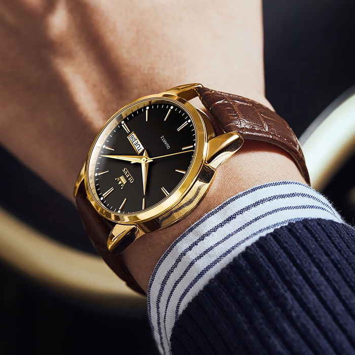 OLEVS Relógio Masculino Relogio A Prova D'água Luxo Orient Leather Calendário Formal Moda Simples e Moderna 6898
