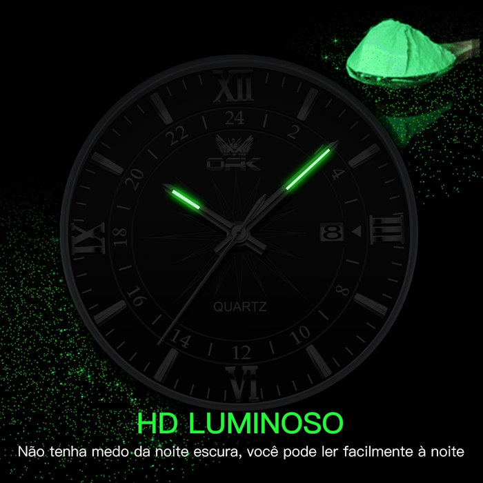 OPK Relógios Masculino Relogio À prova de água Original Esportivo Preto Prata De Aço Inoxidável 6003