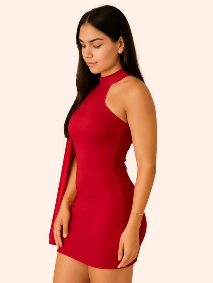Vestido Curto Nula Manga Lateral Moda Gringa Suplex Premium Paty Show