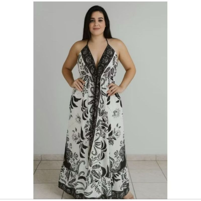 Vestido longo decote indiano costas nua