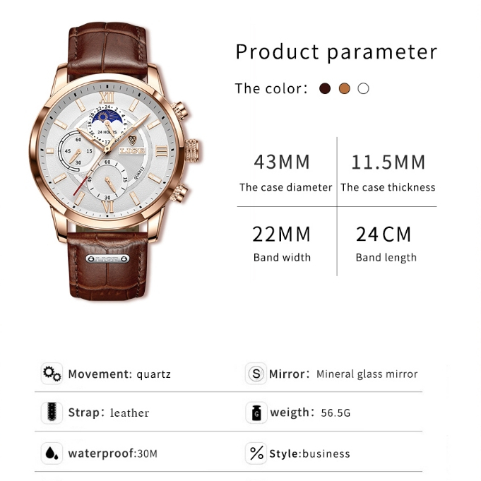 LIGE quartzo negócio relógio masculino para menino moda multifuncional discar relógio masculino a prova d água + caixa