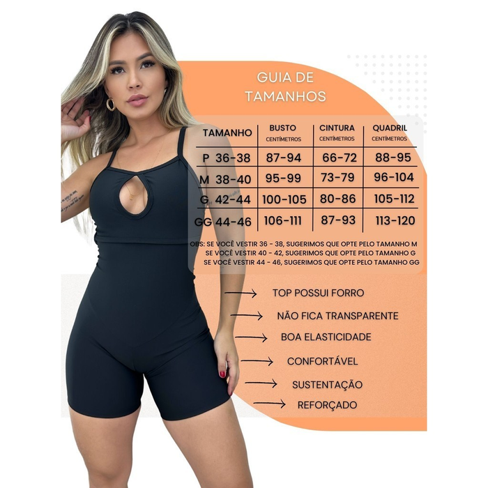 Macaquinho de Academia Fitness Shortinho Esporte Liso